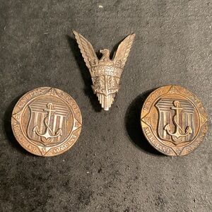 United States Merchant Marine Insignia Set all Marked Sterling